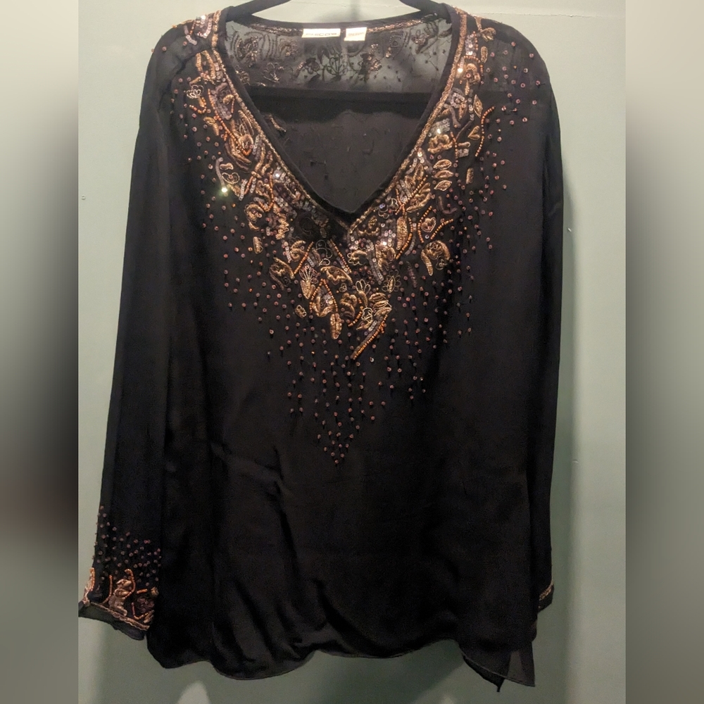Chico's Sequined and Beaded Swimsuit Cover Size 3